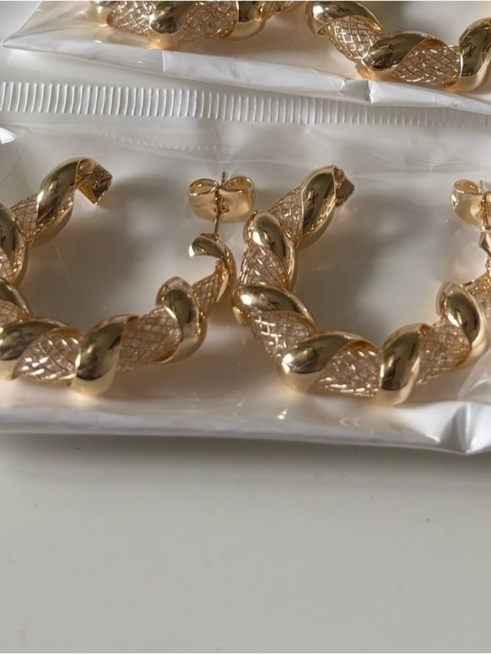 Gold Twisted Hoop Earrings